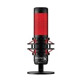 HyperX QuadCast - USB Condenser Gaming Microphone, for PC, PS4, PS5 and Mac, Anti-Vibration Shock Mount, Four Polar Patterns, Pop Filter, Gain Control, Podcasts, Twitch, YouTube, Discord, Red LED