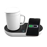 Refroidisseur de tasse à café avec chargeur sans fil rapide, refroidissement chaud et chargement tout en 1 pour une utilisation à la maison ou au bureau