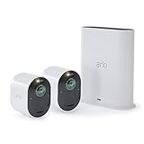Arlo Ultra - 4 K UHD Sistema de Seguridad sin Cables 2 cámaras de Seguridad Interior/Exterior con visión Nocturna de Color, 180 ° de visión, 2 vías de Audio, Foco, Siren Funciona con Alexa (VMS5340)