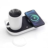 Minxue Chauffe-tasse à café, refroidisseur de boisson avec chargeur sans fil pour la maison, le bureau, le réchauffement, le refroidissement et le chargement tout en 1