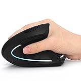 PIPINGE Ratón inalámbrico, ergonómico y Vertical, 7Lucky Recargable 2,4 GHz: 3 dpi Ajustables 800/1200/1600 Niveles 6 Botones, para portátil, PC, computadora, Escritorio, portátil, etc, Negro
