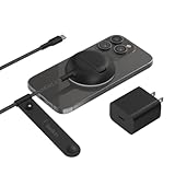 Belkin tragbares drahtloses Ladepad mit MagSafe (schnelles Laden mit bis zu 15 W, mit iPhone 13, 13 Pro, 13 Pro Max und 13 mini kompatibler Ständer, Netzteil nicht enthalten) – Schwarz