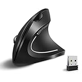 Ratón inalámbrico ergonómico recargable, inalámbrico, 2,4 Hz, recargable, inalámbrico, con receptor USB, 6 botones, 800/1200/1600 DPI