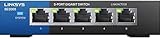 Linksys SE3005: 5-Port Gigabit Ethernet Unmanaged Switch, Computer Network, Auto-Sensing Ports Maximize Data Flow for up to 1,000 Mbps (Black, Blue)