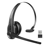 LEVN Casque sans fil Bluetooth avec microphone AI suppression du bruit et bouton muet, casque Bluetooth supra-auriculaire 35 heures avec USB pour centre d'appel/camion/bureau/maison/classe en