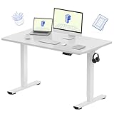 FLEXISPOT EN1 One-Piece Standing Desk, 48 x 24 Inches Electric Height Adjustable Desk for Home Office (White Frame + White Desktop)