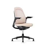 Haworth Breck Office Chair - Ergonomic Desk Seat with Height-Adjustable Lumbar Support, Black Trim, and 4D-Arms (Blush)