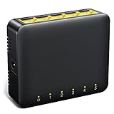 5-Port Gigabit Ethernet Switch, Unmanaged Ethernet Splitter für Zuhause/Schlafsaal/Büro, Home Network Hub, Unshielded Network Switch, Fanless Quiet, Plastic Case, Plug and Play