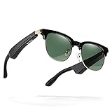 Intelligente Audio-Sonnenbrille mit polarisierten Gläsern, Audiobrille mit offenen Ohrhörern, Wasserbeständigkeit und Sonnenschutz, schädliches Licht, kompatibel mit allen Smartphones, schwarz, 5,59 x