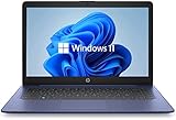 HP 14' HD Laptop, Windows 11, Intel Celeron Dual-Core Processor Up to 2.60GHz, 4GB RAM, 64GB SSD, Webcam, Dale Blue (Renewed)