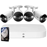 Lorex Fusion Système de caméra de sécurité 4K, NVR 8 canaux de 2 To avec 4 caméras IP filaires intérieur/extérieur avec système de dissuasion intelligent POE et détection de mouvement intelligente