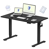 FLEXISPOT EN1 Whole-Piece Standing Desk 48 x 24 Inches Electric Height Adjustable Desk Sit Stand Desk Home Office Desks (Black Frame + Black Table Top)