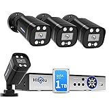 [Face Detection] Hiseeu 5MP Wired Security Camera System, Surveillance DVR Kit w/ 4Pcs Security Cameras Outdoor Indoor, 1TB HDD, IP66 Waterproof, Human Detect & Remote Access, for 24/7 Record