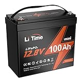 Litime Batterie Lithium 12V 100Ah Mini, LiFePO4 Batterie en Petite Taille avec 100A Protection BMS et 15000+ Cycles Profonds, sans Entretien Parfait pour Camping-Car, Système Solaire, Bateaux