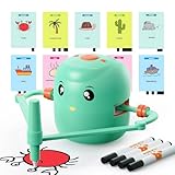 Interactive Educational Drawing Robot for Kids - Montessori Learning Toy with 100 Word Cards, Voice Interaction, Ages 5+ (Green)