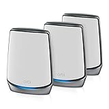 NETGEAR Orbi Whole Home Tri-band WiFi 6 Mesh Network System (RBK853) – Router With 2 Satellite Extenders, Security Features, Coverage Up To 7,500 Square Feet, 100 Devices, AX6000 (Up to 6Gbps)