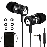 KLIM Fusion Ecouteurs Haute Qualité Audio - Durables + Garantis 5 Ans - Innovant - Ecouteur Intra-auriculaire avec Mousse à Mémoire de Forme et Microphone - Prise Jack 3,5mm - Version 2024 - Noir