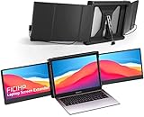 FICIHP Triple Screen Laptop Monitor, 12’’ Portable Monitor for 1080P FHD IPS with Type-C/HDMI/USB-A, Plug-Play Extender 13-16' Laptop, Supports Wins/Mac/Android/Switch