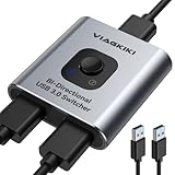 Viagkiki USB 3.0 KVM Switch - 2 in 1/1 in 2 Out, Share 1 USB Device for PCs Mouse, Keyboard, Printer, Scanner