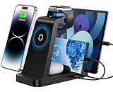 Wireless Charger for iPhone - 5 in 1 Charging Station for Multiple Devices Apple: Fast Wireless Charging Stand Dock for iPhone 16e 16 15 14 13 12 Pro Max Apple Watch Airpods