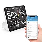 Temtop Air Quality Monitor Indoor PM2.5 CO2 Detector, 8-in-1 Smart Air Quality Weather Station with PM2.5 PM10 CO2 Temperature Humidity Sensor Weather Forecast for Home