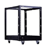 RackPath 12U Open Frame Server Rack – Heavy Duty 4 Post Adjustable Depth with Casters