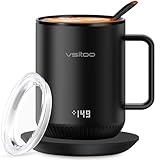 VSITOO S3 Tasse intelligente avec contrôle de la température avec couvercle, chauffe-tasse à café avec tasse pour bureau, bureau, tasse à café chauffante contrôlée par application, 325 ml