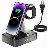 Tacelary 8 in 1 Wireless Charging Station, 100W USB C 2 Ports, Aluminum Alloy Cell Phone Charging Station Compatible with iPhone Series, iWatch, AirPods Pro