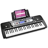 RockJam Clavier de piano 54 touches avec alimentation, support de partition, autocollants pour notes de piano et leçons Simply Piano