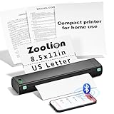 Zoolion Imprimante thermique portable pour voyage, imprimante portable sans fil M08F, imprimante de tatouage thermique, prend en charge le papier thermique de 21,6 x 27,9 cm, imprimante compacte sans