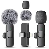 MAYBESTA 2 in 1 Wireless Mini Microphone for iPhone, iPad, Android Phone - Bluetooth Lavalier Lapel Mic for Video Recording - Clip on USB C Microphones for YouTube Tiktok Podcast Vlogging