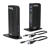 Plugable USB 3.0 and USB-C Dual 4K Display Docking Station with DisplayPort and HDMI for Windows and Mac (Dual 4K DisplayPort & HDMI, Gigabit Ethernet, Audio, 6 USB Ports) Vertical