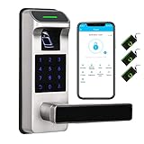 Harfo Fingerprint Door Lock, Heavy Duty Full APP Control Touchscreen Keypad Keyless Lock with Reversible Handle, Perfect for Home/Office/Bedroom Doors (Satin Nickel)