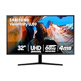 Samsung 32' UJ59 UHD 4K Monitor de juegos (LU32J590UQNXZA) - 60 Hz Refresco, monitor de computadora de pantalla ancha, resolución de 3840 x 2160p, respuesta de 4 ms, FreeSync, HDMI, montaje en pared