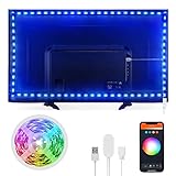 GHome Smart Rétroéclairage LED TV de 2,7 m - Fonctionne avec Alexa et Google Home - Contrôle des applications - Music Sync - Bande lumineuse Wi-Fi réglable pour téléviseurs de 76,2 à 152,4 cm