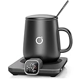 Ensemble chauffe-tasse et tasse à café chauffant intelligent – Chauffe-café chauffant avec arrêt automatique, contrôle précis de la température de -17,2 °C, chauffe-tasse électrique pour bureau,