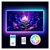 Luces LED para TV de 65 pulgadas, retroiluminación LED de TV, luces LED de TV de 15 pies para 45-75 pulgadas, tira de luces LED RGB con control remoto, aplicación Bluetooth, sincronización de música,