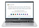 Acer Aspire 1 A115-32-C3AK Ordinateur Portable 15,6'' Full HD (Intel Celeron N4500, RAM 4 Go, 128 Go eMMC, Intel UHD Graphics, Windows 11), Clavier AZERTY, Gris, Microsoft 365 Personnel 12 Mois Inclus