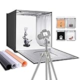 NEEWER Photo Studio Light Box, 20” x 20” Shooting Light Tent with Adjustable Brightness, Foldable and Portable Tabletop Photography Lighting Kit with 80 LED Lights and 4 Colored Backdrops