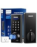 Philips Wi-Fi Smart Door Lock, Keyless Entry Door Lock with App Control,Fingerprint ID,Auto Lock,Keypad Deadbolt with Wi-Fi Bridge Adaptor,Smart Locks for Front Door-Matte Black