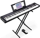 Starfavor Clavier électrique 88 touches pour débutant avec touches semi-lestées, double haut-parleurs de 20 W, SP-10 - Ensemble comprenant pédale de sustain, bloc d'alimentation, support, autocollants