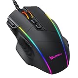 GameXtrem Ratón para Juegos con Cable RGB, ergonómico para Juegos de PC con retroiluminación RGB Croma, 8000 dpi Ajustable, 8 Botones programables y botón de Fuego, Mouse USB Plug & Play para