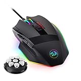 REDRAGON MAMMOTH - Ratón (Ambidextro, Laser, USB, 16400 DPI, 12000 pps, Negro, Rojo)
