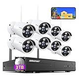 Wireless Security Camera System,SMONET 1080P 8 Channel Home Surveillance DVR Kits with 8pcs 2MP Full HD Cameras 3TB HDD Night Vision Motion Detection Free App for Indoor Outdoor 24/7 Video Recording