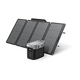 EF ECOFLOW Delta Station d'alimentation portable 1260 Wh + panneau solaire 160 W, 6 prises de courant AC 1800 W, générateur solaire pour le camping, la sauvegarde à la maison, les situations d'urgence, les activités extérieures, les camping-cars, hors réseau