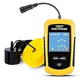 LUCKY Kayak Portatif Sondeur de Poisson Détecteur de Poissons Portatif à Eau Sonar Pouvant être lancé Bateau Kayak Sondeur Transducteur pêche écran LCD FFC1108