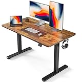 FEZIBO Electric Standing Desk, 48 x 24 Inches Height Adjustable Stand up Desk, Sit Stand Home Office Desk, Computer Desk, Vintage Brown