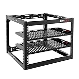 Vivlly Open Frame 10U Rack for Networking, Servers, Audio, and Video Equipment, Heavy Duty 1U Vented Shelves, Wall Mounted Hardware or Floor Standing Support