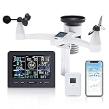 FENGTU Smart Weather Station with 7 in1 Outdoor Sensor and Wireless Temperature Sensor,Temperature/Anemometer/Rain Gauge/UV Sensor/Weather Forecast(WiFi)