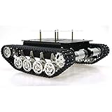 SZDoit Smart Shock Absorption Robot Tank Car Chassis Kit with Suspension System for Arduino Raspberry Pi DIY STEAM Education Platform Tracked Vehicle (Black Frame + Silver Wheel)